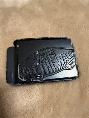 Vans Black 'Off The Wall' Embossed Metal Belt Buckle